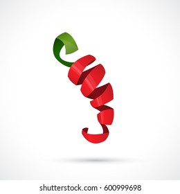 Vector sign chili peeled. Red pepper in abstract shapes