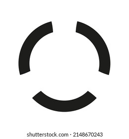 Vector Sign Circle Divided Into Three Parts, Color Black Flat Style