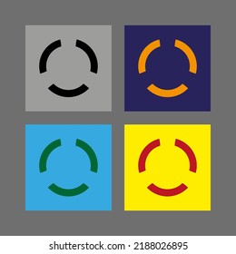 Vector sign circle divided into three parts, silhouette colorful flat style