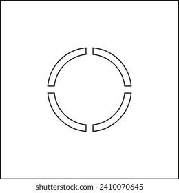 Vector sign circle divided into four parts, contour color black flat style
