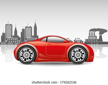 Vector sign. City car.