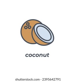 Vector sign of the coconut symbol isolated on a white background. icon color editable.