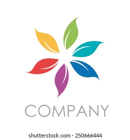 Vector sign colored leaves, rainbow