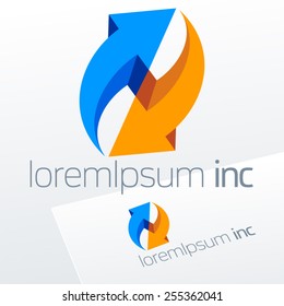 Vector sign with colorful arrows. Logo for Business, Corporation, Technology.