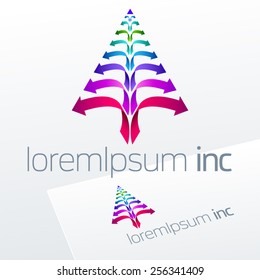 Vector sign with colorful arrows.  Logo for Business, Technology, Corporation.