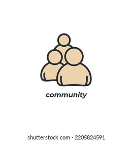 Vector sign of community symbol is isolated on a white background. icon color editable.