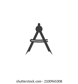 El signo vectorial del símbolo del arquitecto de la brújula está aislado en un fondo blanco. color del icono de la brújula modificable.