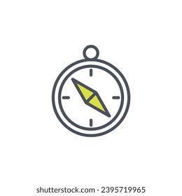 Vector sign of the compass symbol isolated on a white background. icon color editable.