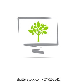 Vector sign computer, green tree 