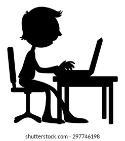 Vector sign. Computer user.