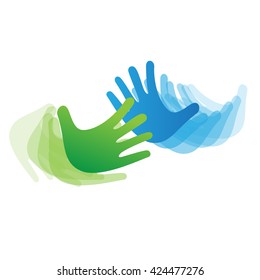 Vector sign concept of solidarity, hands touching