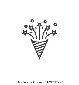 Vector sign of the Confetti popper symbol is isolated on a white background. Confetti popper icon color editable.