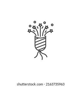 Vector sign of the Confetti popper symbol is isolated on a white background. Confetti popper icon color editable.