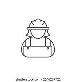 Vector sign of the Construction worker symbol is isolated on a white background. Construction worker icon color editable.