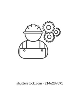 El signo vectorial del símbolo del trabajador de la construcción está aislado en un fondo blanco. Color del icono del trabajador de construcción editable.