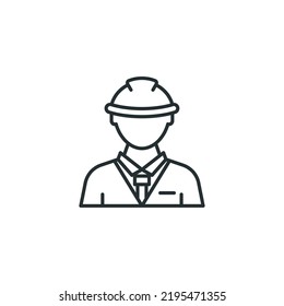 Vector sign of Construction worker symbol is isolated on a white background. Construction worker icon color editable.