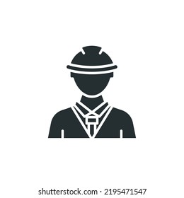 Vector sign of Construction worker symbol is isolated on a white background. Construction worker icon color editable.
