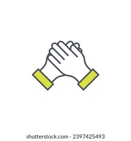 Signo vectorial del símbolo de cooperación aislado en un fondo blanco. color de icono modificable.