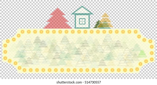vector sign of cottage in forest on signboard for Christmas and new year cards background