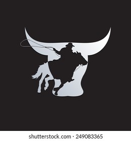 Vector sign cowboy on black background