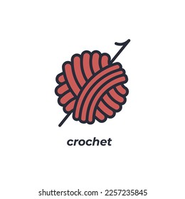 Vector sign crochet symbol is isolated on a white background. icon color editable.