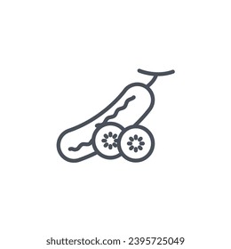 Signo vectorial del símbolo pepino aislado en un fondo blanco. color de icono modificable.