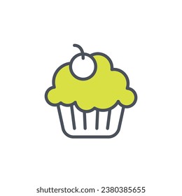 Vector sign of the cupcake symbol isolated on a white background. icon color editable.