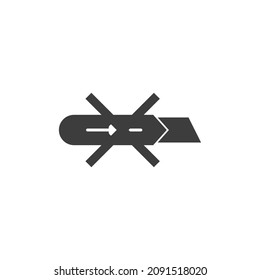 El símbolo vectorial del cortador se aísla sobre un fondo blanco. color de icono de recorte modificable.