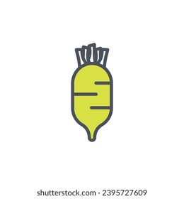 Vector sign of the daikon symbol isolated on a white background. icon color editable.