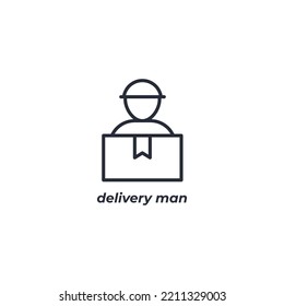 Vector sign delivery man symbol is isolated on a white background. icon color editable.