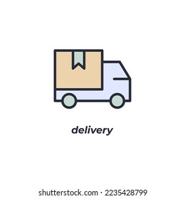 Vector sign delivery symbol is isolated on a white background. icon color editable.