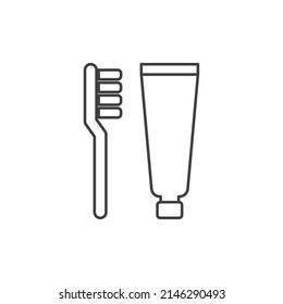 El signo vectorial del símbolo dentífrico dental se aísla sobre un fondo blanco. color del icono de dentífrico dental editable.