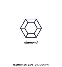 El símbolo de diamante de signo de vector se aísla en un fondo blanco. color de icono modificable.