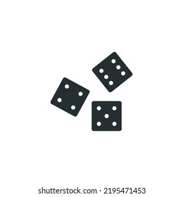 El símbolo vectorial de los dados está aislado en un fondo blanco. color de icono de dados editable.