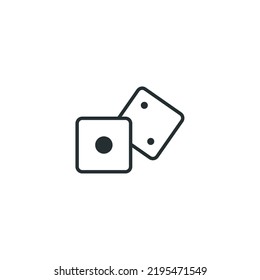 El símbolo vectorial de los dados está aislado en un fondo blanco. color de icono de dados editable.