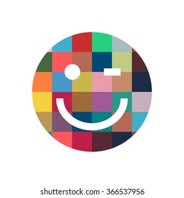 Vector sign digital smile, head and pixel