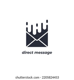 El signo vectorial del símbolo de mensaje directo está aislado en un fondo blanco. color de icono modificable.