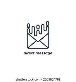 Vector sign of direct message symbol is isolated on a white background. icon color editable.