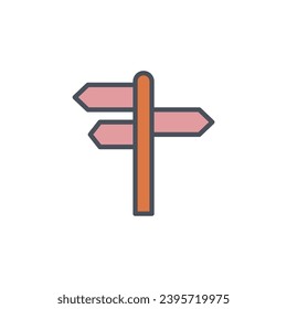 Vector sign of the direction signs symbol isolated on a white background. icon color editable.