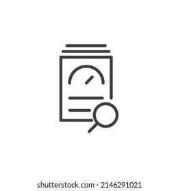 Vector sign of the Document like auditing symbol is isolated on a white background. Document like auditing icon color editable.