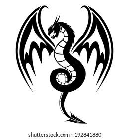 Vector Image Black Winged Dragon Medieval Stock Vector (Royalty Free ...