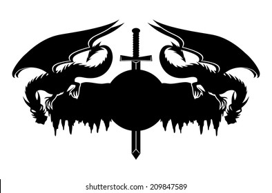 Vector sign Dragons and sword.