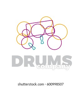 Vector sign drums and sound, abstract shapes in simple lines