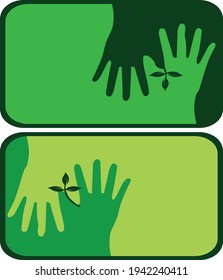 vector sign eco concept. green hand in hand 