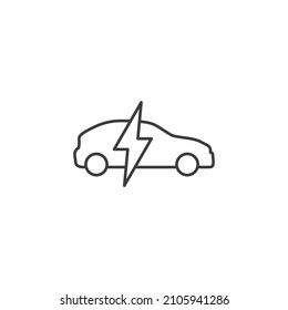 El signo vectorial del símbolo de vehículo eléctrico o auto amigable para el medio ambiente se aísla sobre un fondo blanco. Se puede editar el color de los iconos de los vehículos eléctricos o automotores de fácil manejo.