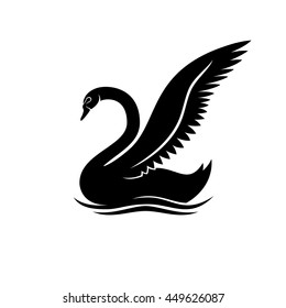 Vector sign. Elegant black swan.