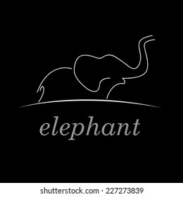 Vector sign elephant, drawing on black background