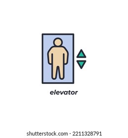 Vector sign elevator symbol is isolated on a white background. icon color editable.