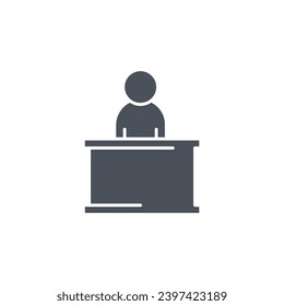 Signo vectorial del símbolo del empleado aislado en un fondo blanco. color de icono modificable.