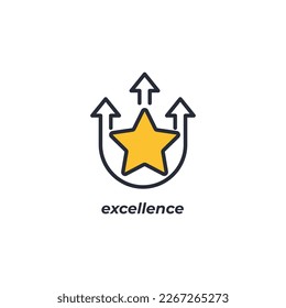 Vector sign excellence symbol is isolated on a white background. icon color editable.